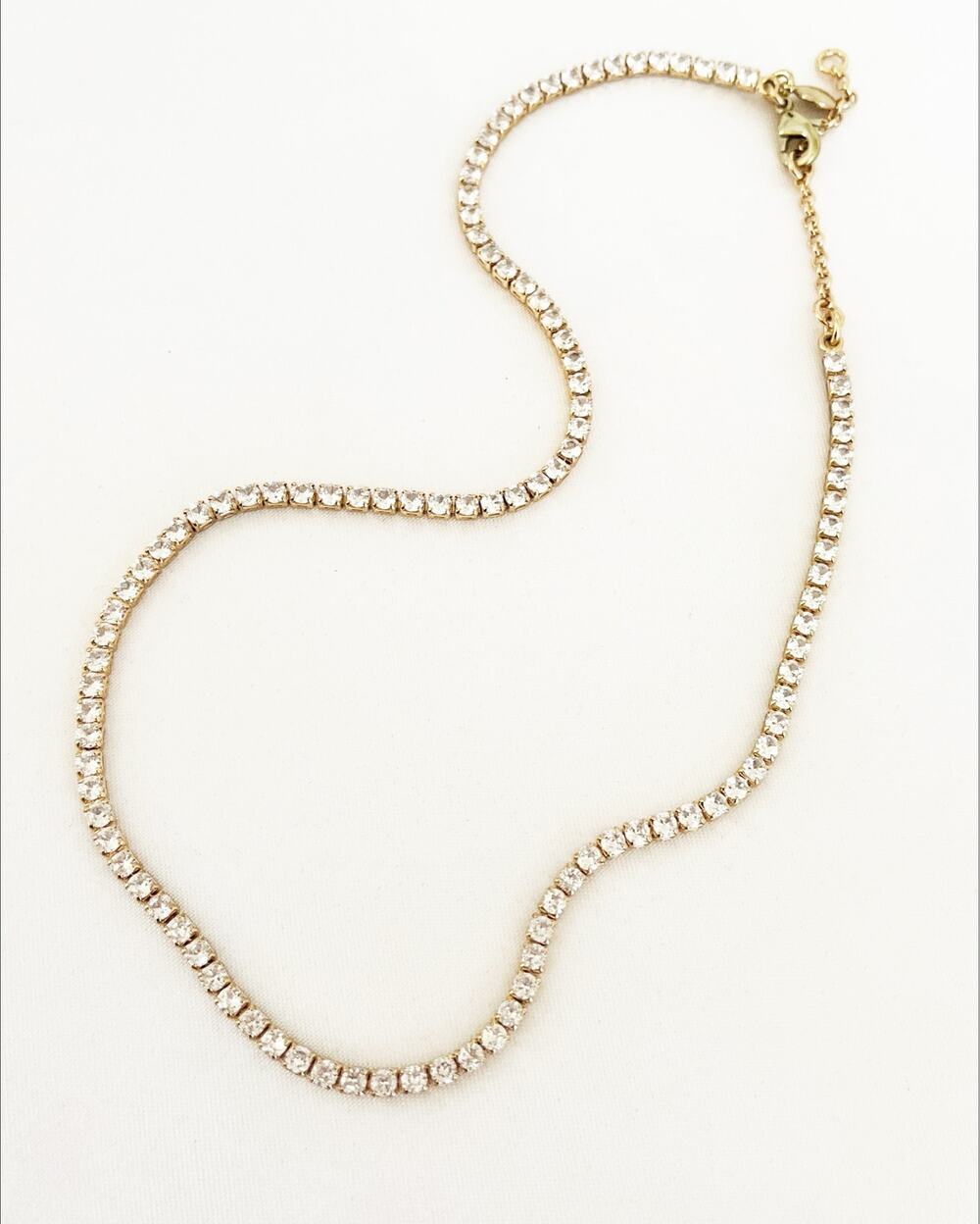J CREW TENNIS Necklace Square Cubic Zirconia Bezel Set Tennis Necklace